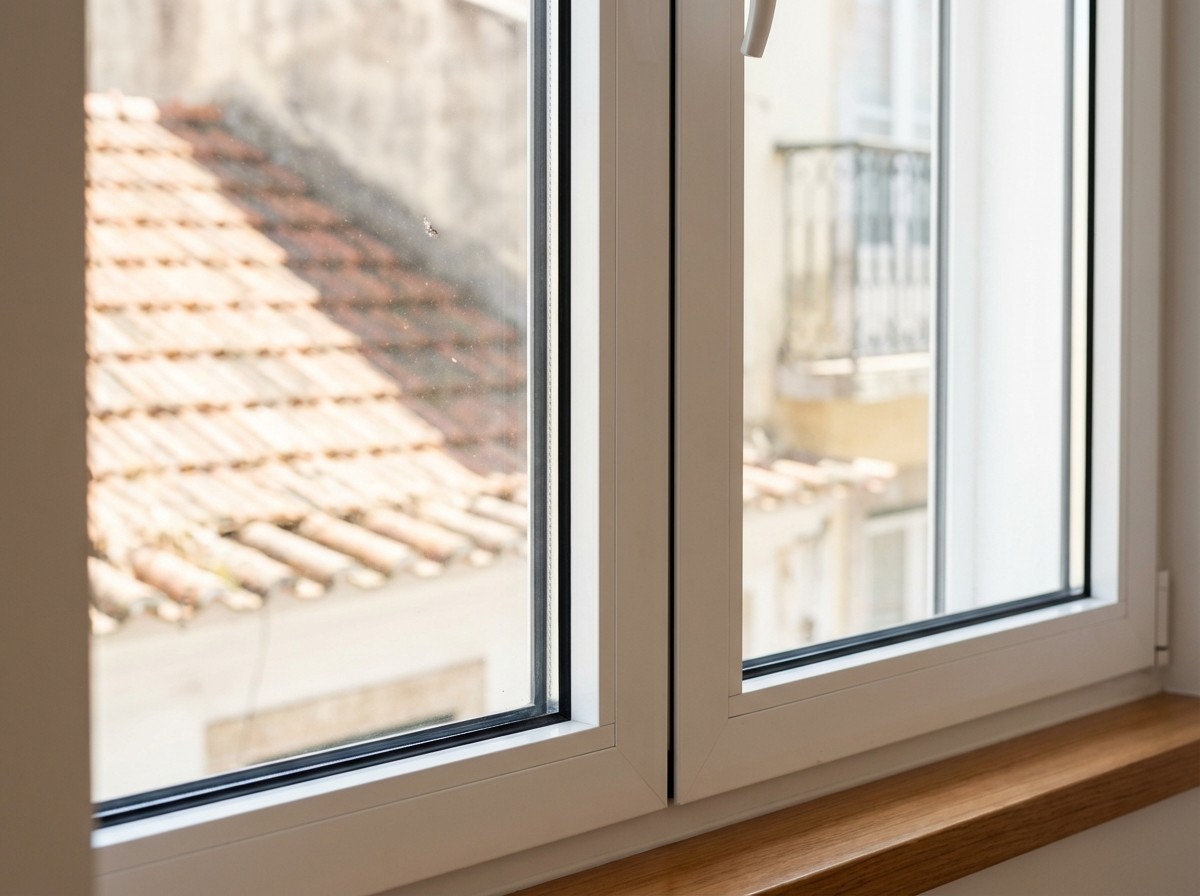 Exemplo de instalação de vidro duplo com isolamento